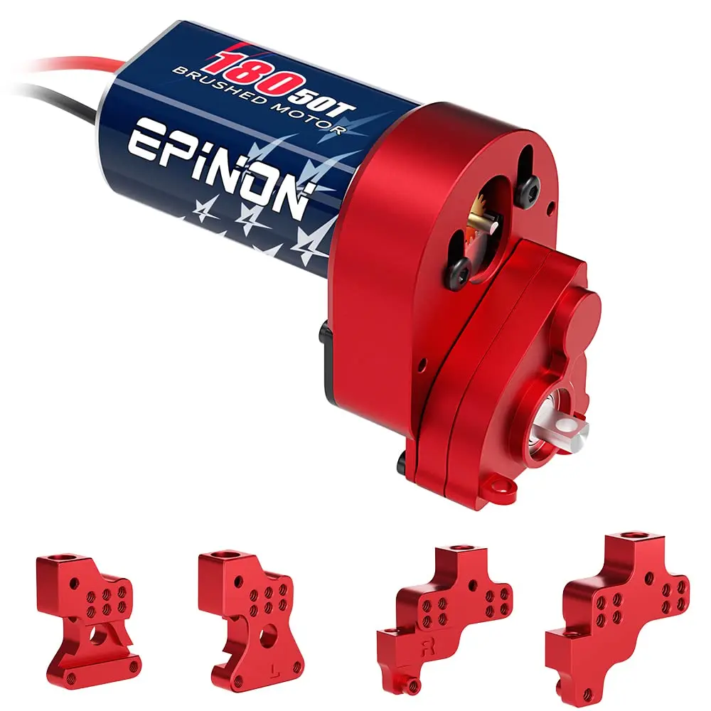 EPINON 180 50T Brushed Motor with Aluminum Transmission Gearbox and Shock Mount for 1/24 AXIAL SCX24 Bronco JLU C10 Gladiator
EPINON 180 50T Brushed Motor with Aluminum Transmission Gearbox and Shock Mount for 1/24 AXIAL SCX24 Bronco JLU C10 Gladiator