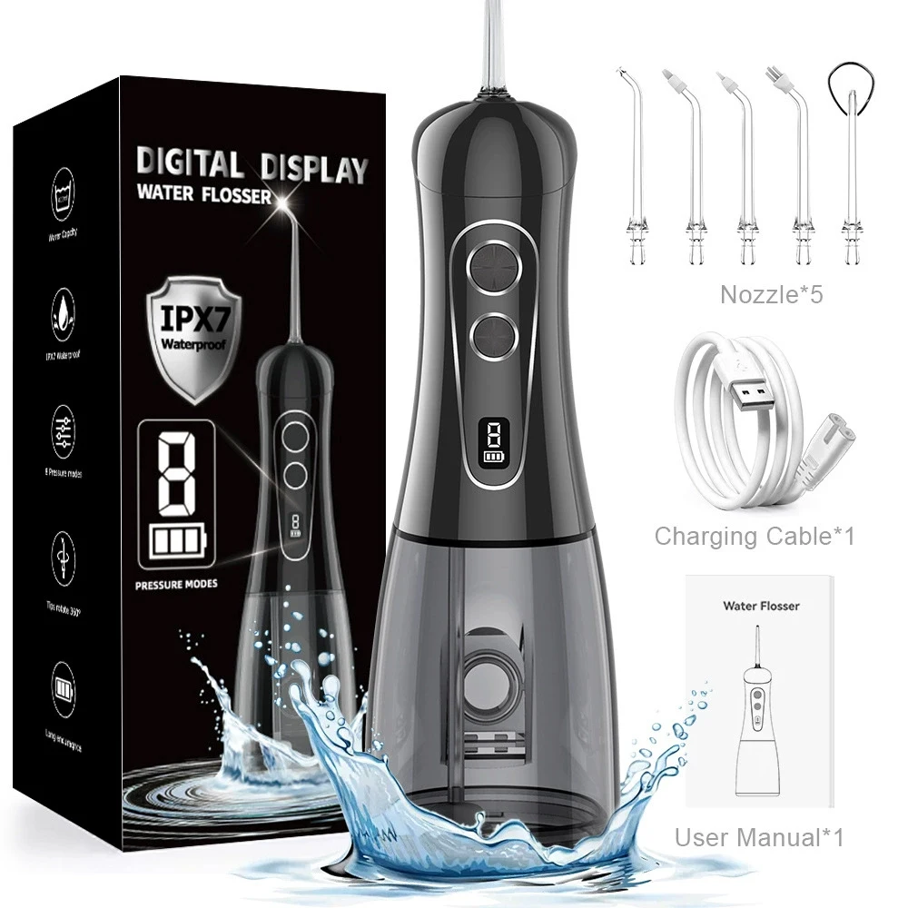 Electric Oral Irrigator 8 Modes Portable Water Flosser Rechargeable Waterproof Mouth Washing Machine 5 Jet Tips 400ML Water Tank
Electric Oral Irrigator 8 Modes Portable Water Flosser Rechargeable Waterproof Mouth Washing Machine 5 Jet Tips 400ML Water Tank