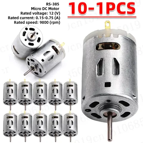 RS-385 DC Motor 12V Micro Engine Electric Motors High Torque Gear Box for Drill Stainless Steel 9800rpm Brush DC Motor