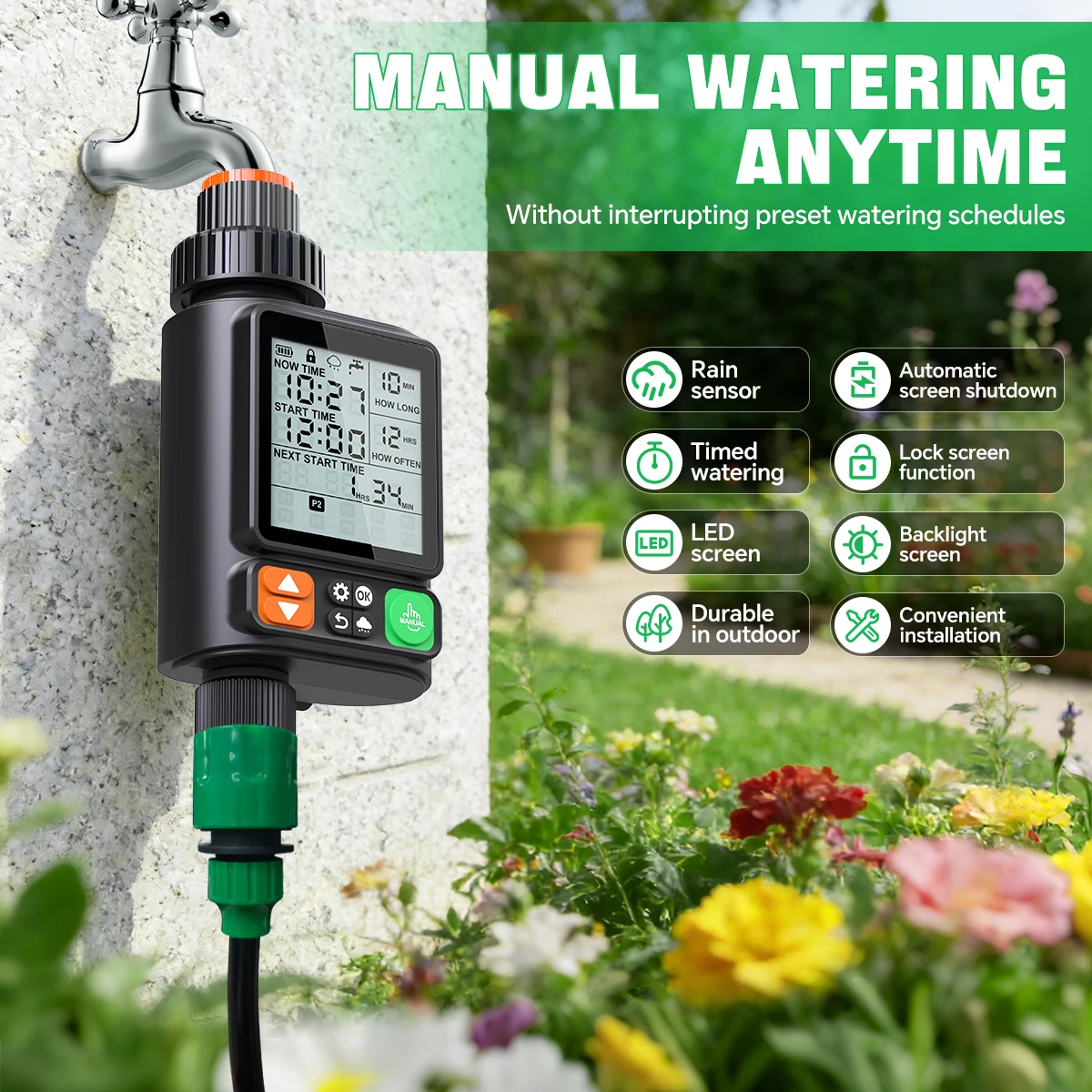 Automatic Watering Timer Large Screen Easy To Operate Rain Sensor Suitable For Gardening Enthusiasts
Automatic Watering Timer Large Screen Easy To Operate Rain Sensor Suitable For Gardening Enthusiasts
