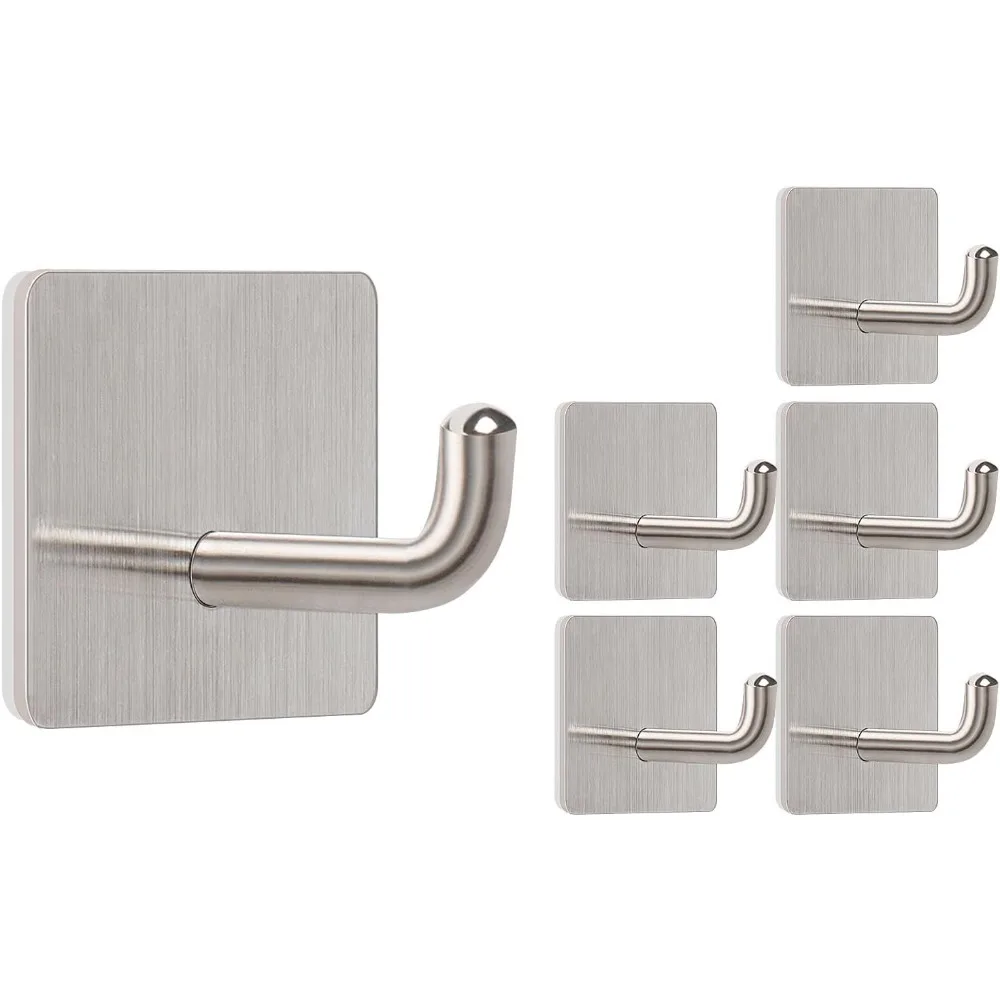 Waterproof Stainless Steel Adhesive Hooks Heavy Duty No Drill Wall Hanger for Bathroom Kitchen Bedroom 6 Pack
Waterproof Stainless Steel Adhesive Hooks Heavy Duty No Drill Wall Hanger for Bathroom Kitchen Bedroom 6 Pack
