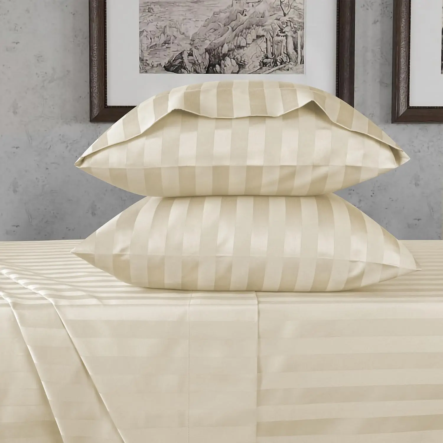 100% Cotton Damask King Size Sheet Set, Sateen Weave, 16" Deep Pocket, Ivory
100% Cotton Damask King Size Sheet Set, Sateen Weave, 16" Deep Pocket, Ivory