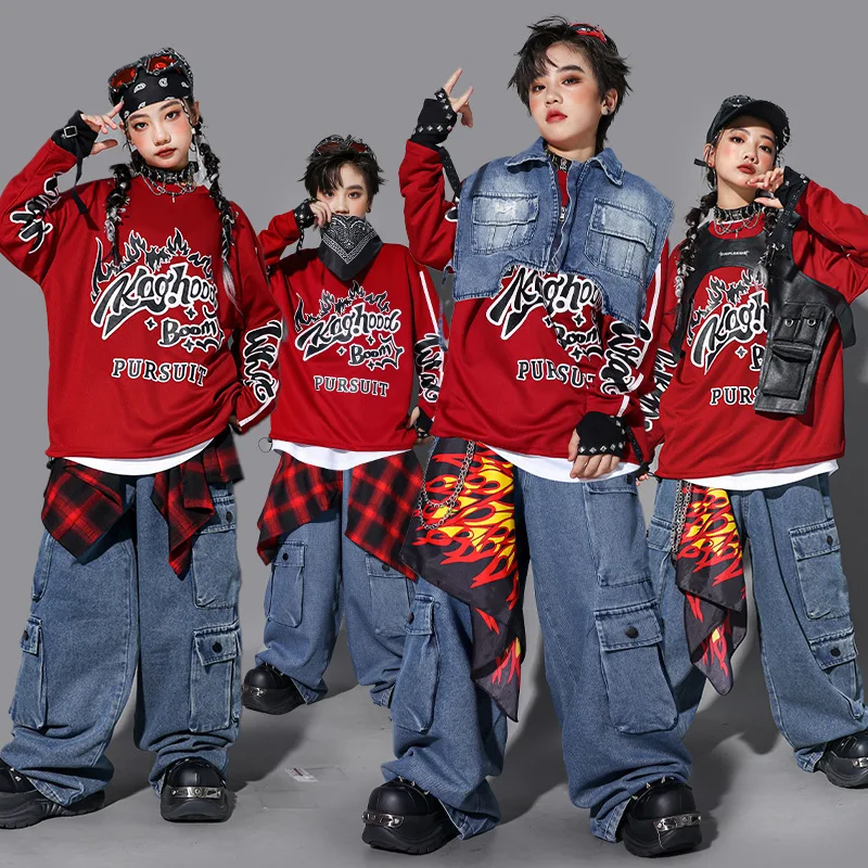 Children Boys Gilrs Streetwear Hip Hop Denim Cargo Vest Baggy Jeans Pant Sets Stage Clothes Kids T-shirt Trousers Costume
Children Boys Gilrs Streetwear Hip Hop Denim Cargo Vest Baggy Jeans Pant Sets Stage Clothes Kids T-shirt Trousers Costume