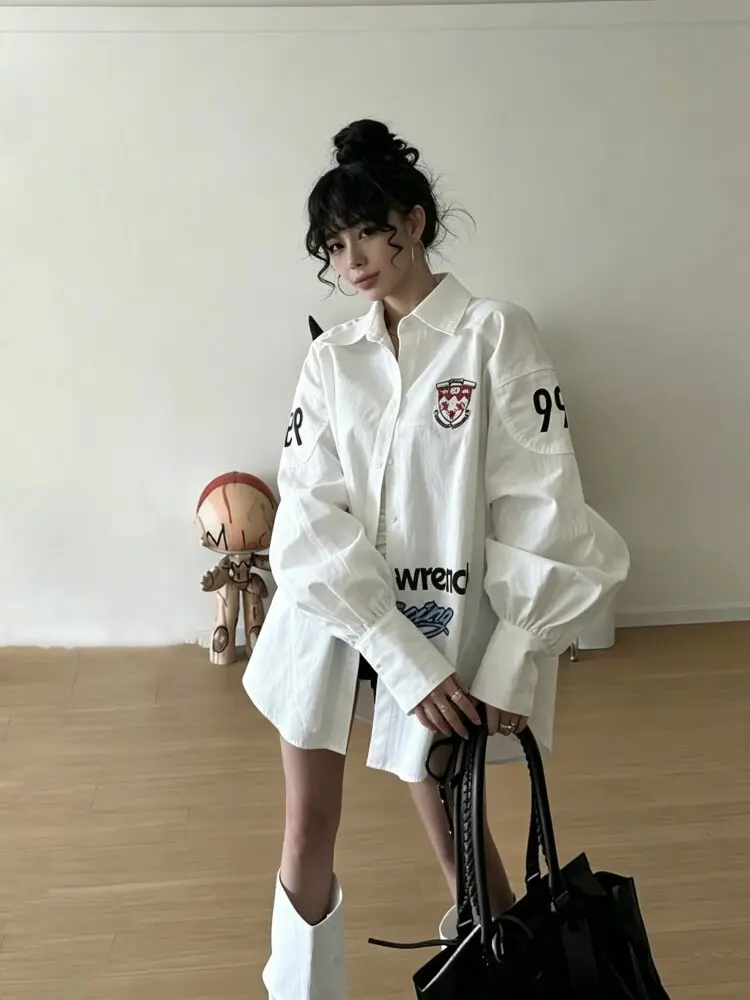 Retro American Style Loose Fit Long Sleeve White Print Shirt Jacket Women's Summer New Fashion Sun Protection Casual Shirt
Retro American Style Loose Fit Long Sleeve White Print Shirt Jacket Women's Summer New Fashion Sun Protection Casual Shirt