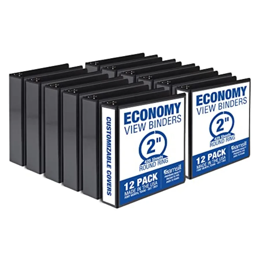 Ring Binders, Economy Round Rg, Clear View Cover, 5 Sheet Capacity - for School, Home, Office - Black, Pack
Ring Binders, Economy Round Rg, Clear View Cover, 5 Sheet Capacity - for School, Home, Office - Black, Pack