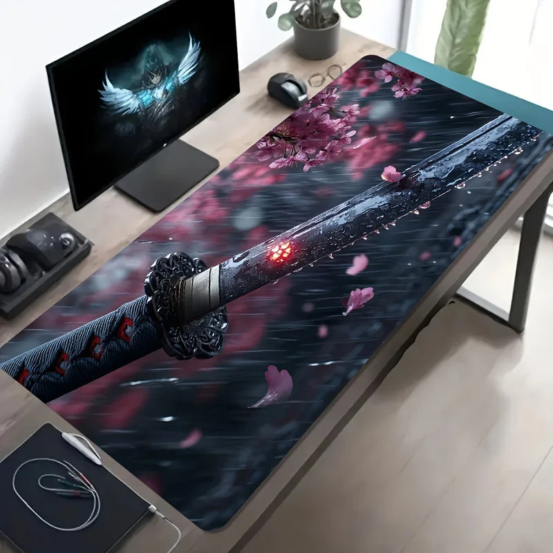 Gaming Desk Mat Large Gaming Mouse Pad Black Samurai Sword Sakura Design Non-Slip Desk Mat Office Accessory Computer for Gamers
Gaming Desk Mat Large Gaming Mouse Pad Black Samurai Sword Sakura Design Non-Slip Desk Mat Office Accessory Computer for Gamers