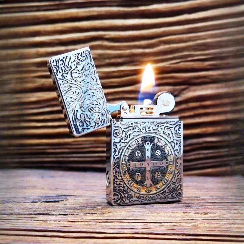 ZORRO Zl8 чистая медь, белый никель, тонкая скульптура, ультратонкая маленькая тяжелая бронированная керосиновая зажигалка, мужской подарок в стиле ретро Constantine