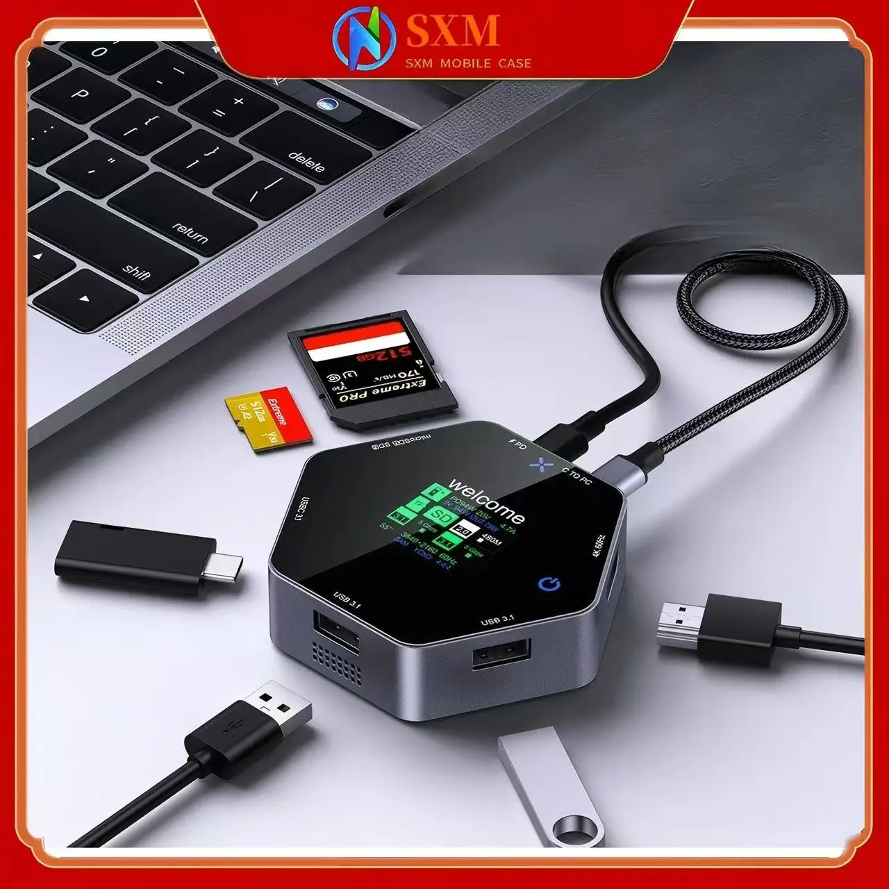 typec smart display 4K60hdmi 8-in-1 multi-port collector splitter PD charger USB expander
typec smart display 4K60hdmi 8-in-1 multi-port collector splitter PD charger USB expander