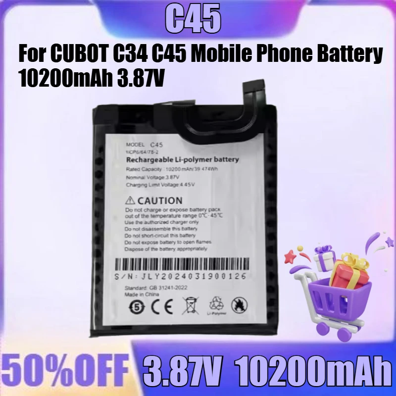 New C34 C45 High Quality Battery for CUBOT C34 C45 Mobile Phone Battery 10600mAh 3.87V
New C34 C45 High Quality Battery for CUBOT C34 C45 Mobile Phone Battery 10600mAh 3.87V