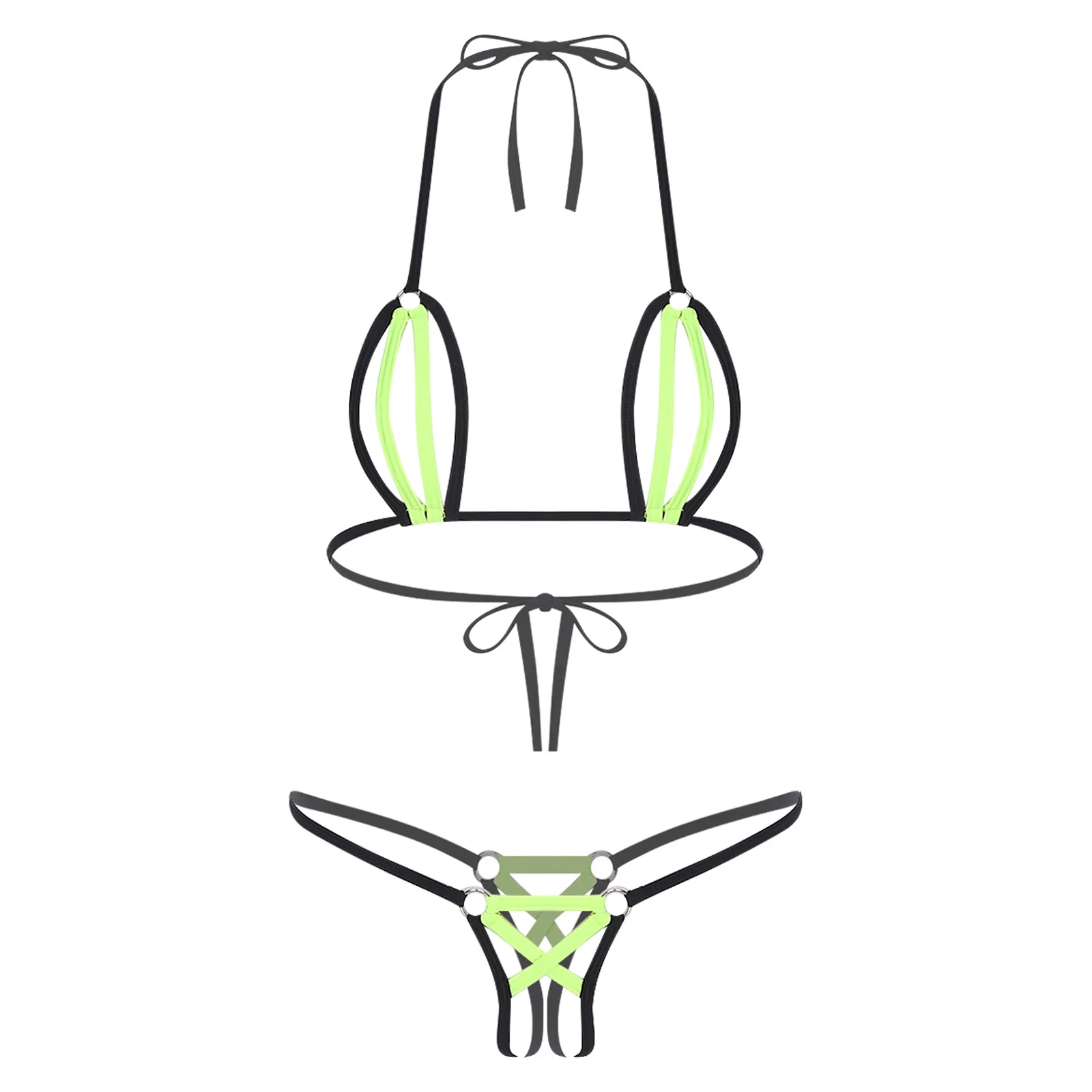 Women Lingerie Breast See Through Bra Sets Stimulating Lace-up Halter Bra with Mini T-back Thong Set for Erotic Dating Nightwear
Women Lingerie Breast See Through Bra Sets Stimulating Lace-up Halter Bra with Mini T-back Thong Set for Erotic Dating Nightwear