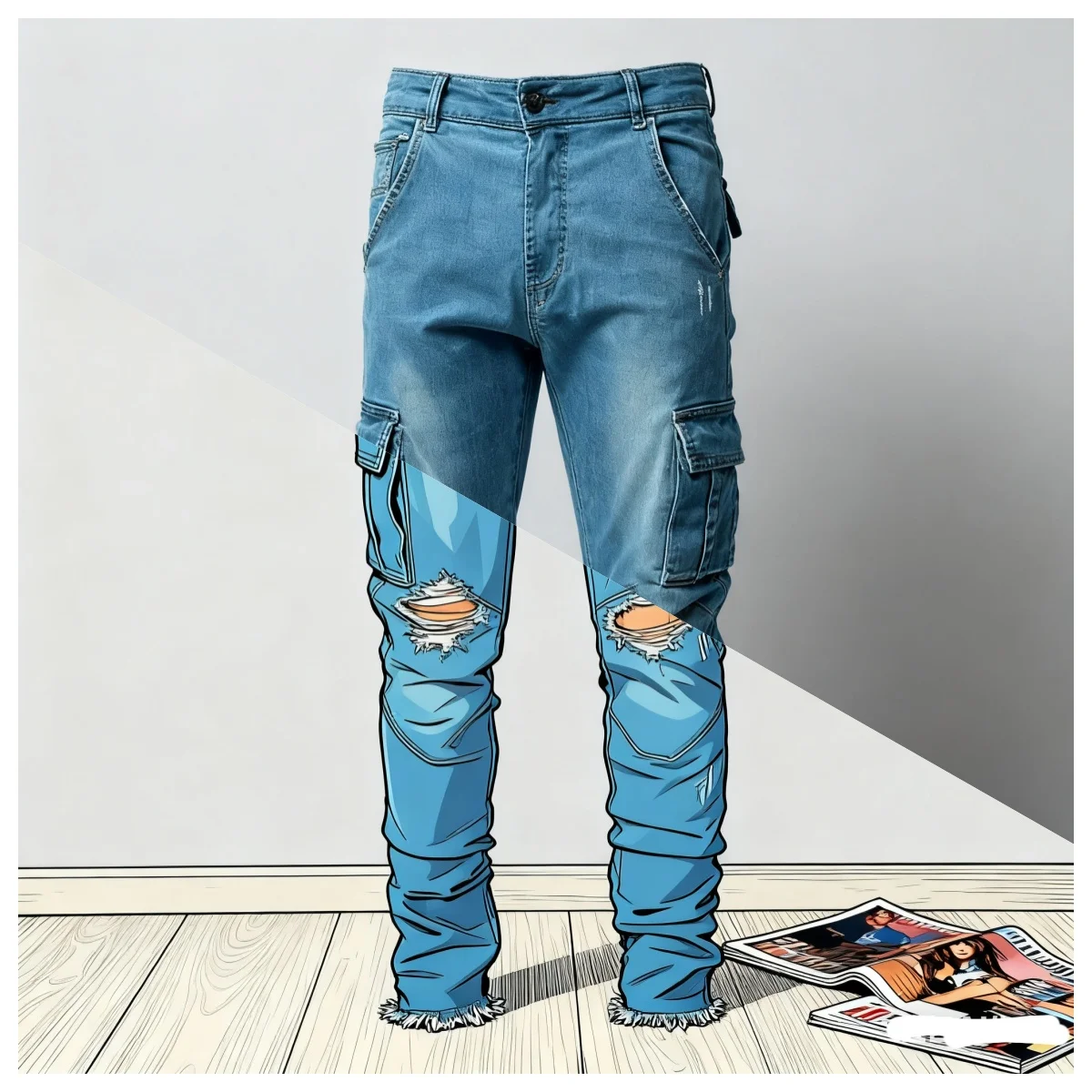Men's street elastic denim work pants washed solid color multi pocket casual mid waist pants slim fit daily wear jogging pants
Men's street elastic denim work pants washed solid color multi pocket casual mid waist pants slim fit daily wear jogging pants