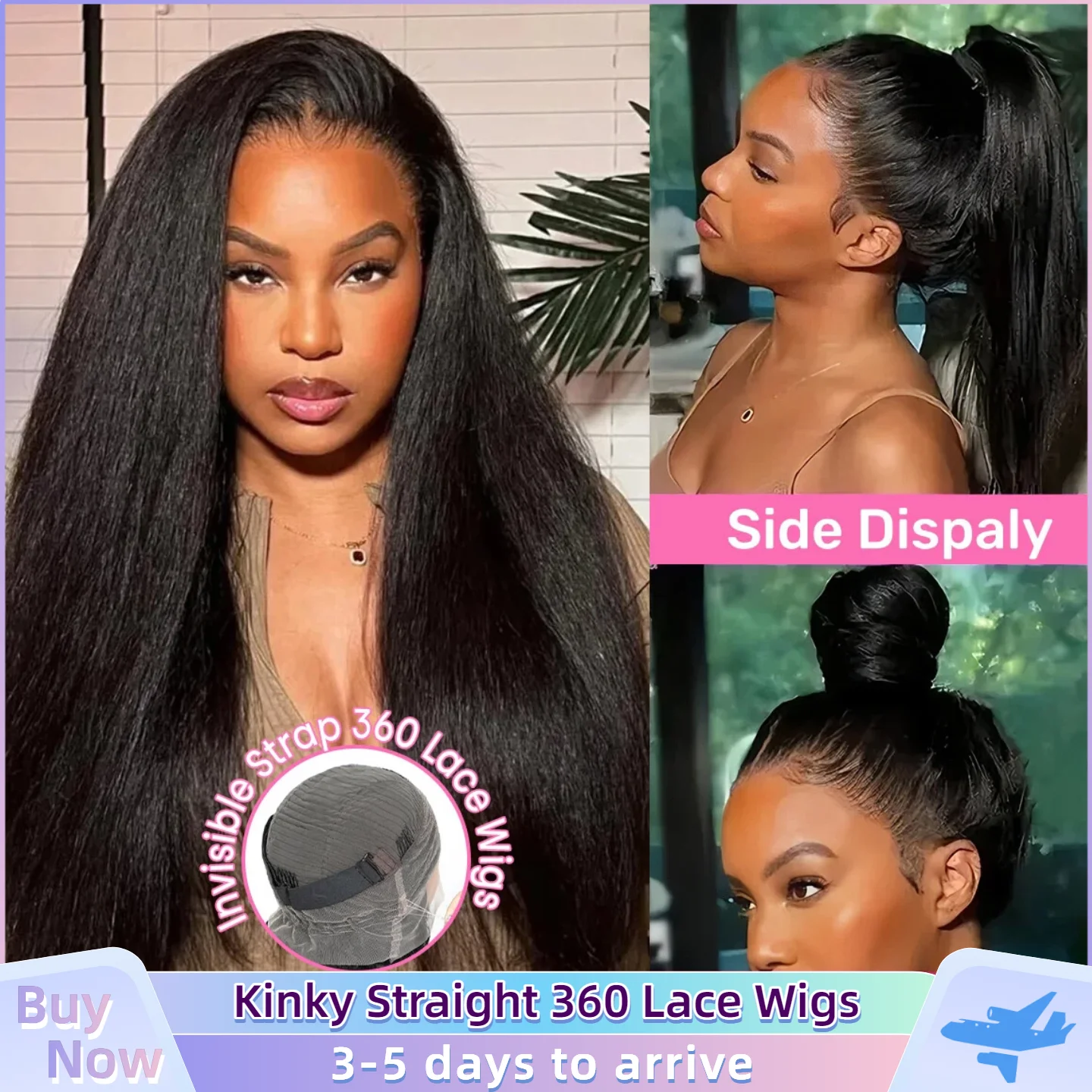 Kinky Straight Invisible Strap 360 Full Lace Wig Human Hair Pre Plucked With Baby Hair Invisible Drawstring for Seamless Updos
Kinky Straight Invisible Strap 360 Full Lace Wig Human Hair Pre Plucked With Baby Hair Invisible Drawstring for Seamless Updos