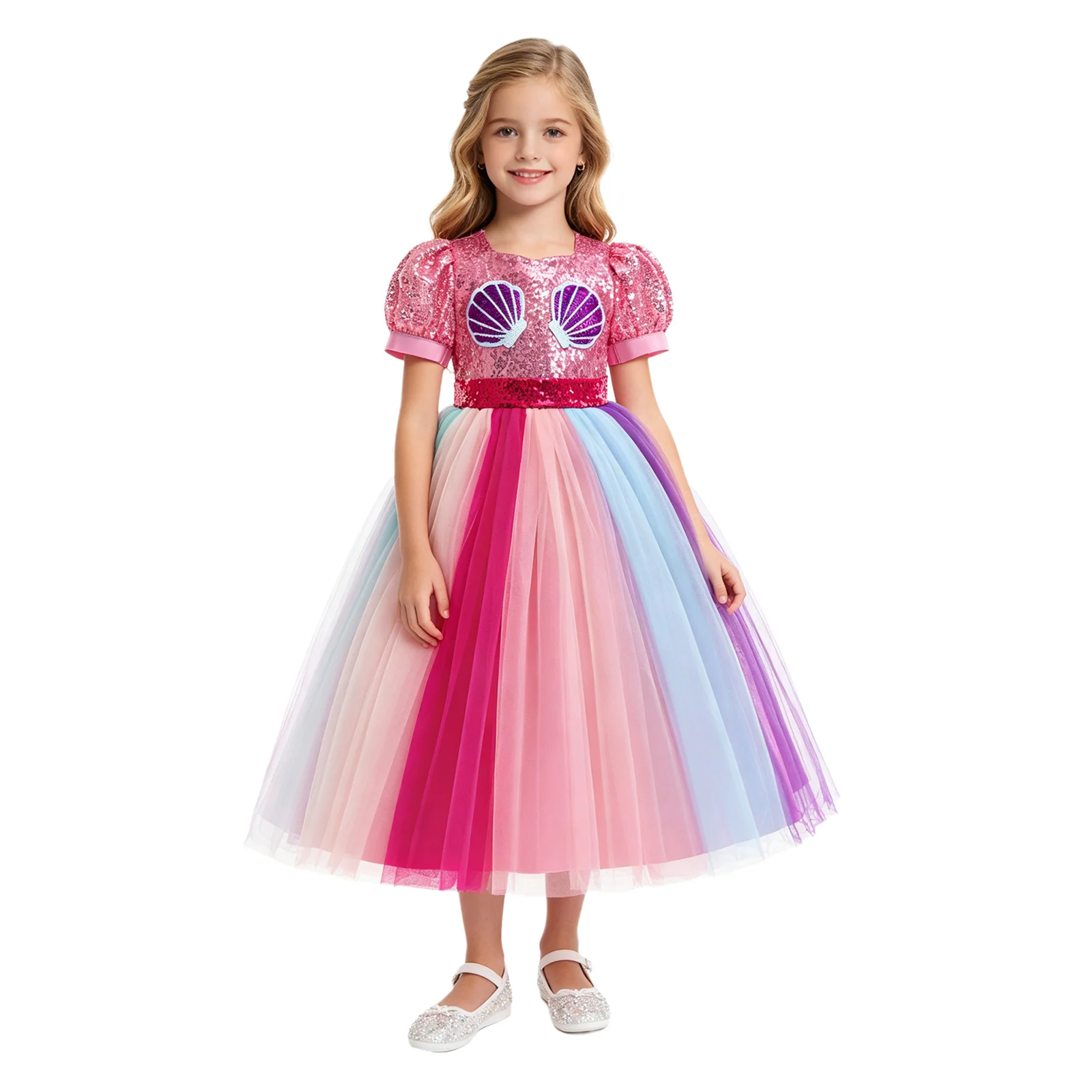 Kids Girls Mermaid Princess Dress Shiny Sequins Puff Sleeve Rainbow Tulle Tutu Dressfor Cosplay Birthday Party Stage Performance
Kids Girls Mermaid Princess Dress Shiny Sequins Puff Sleeve Rainbow Tulle Tutu Dressfor Cosplay Birthday Party Stage Performance