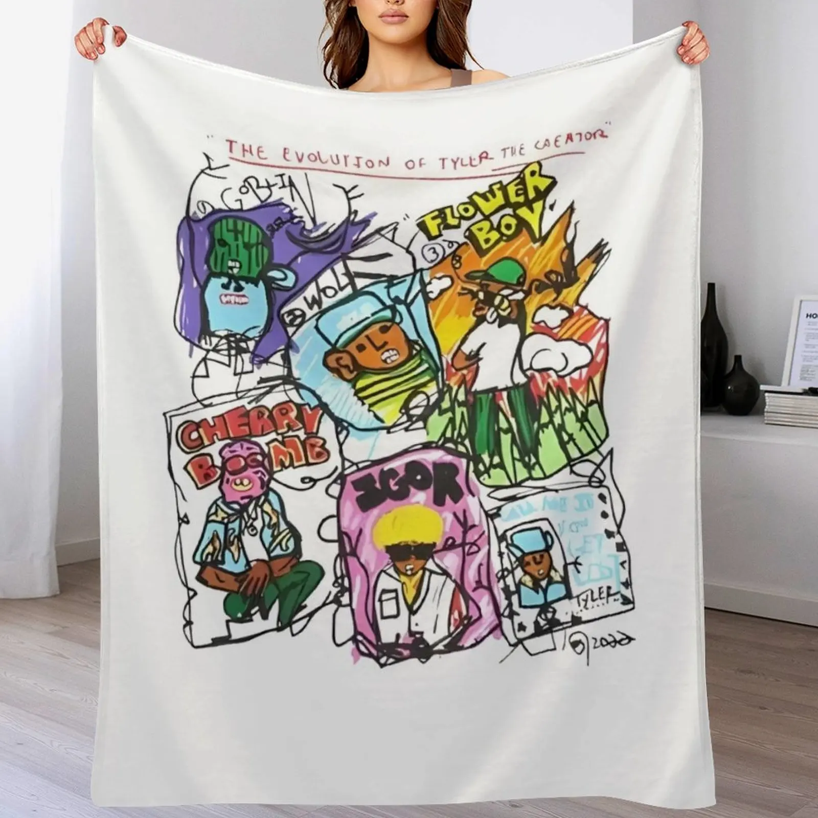 Cartoon Rapper Throw Blanket Durable Warm Blanket for Daily Home Use