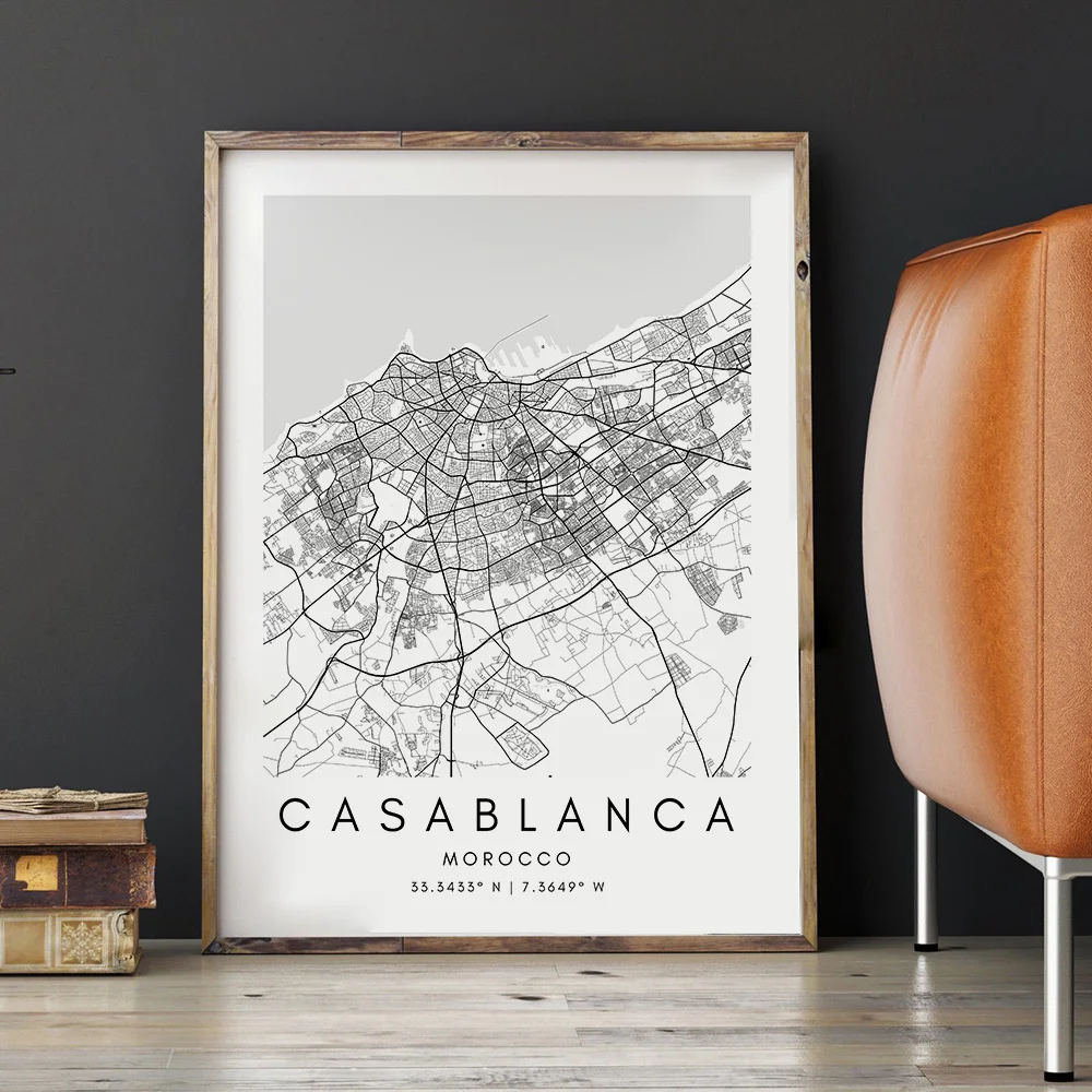 Casablanca City Map Custom Morocco Map Nordic Posters and Prints Wall Art Canvas Painting Wall Pictures for Living Room Decor
Casablanca City Map Custom Morocco Map Nordic Posters and Prints Wall Art Canvas Painting Wall Pictures for Living Room Decor