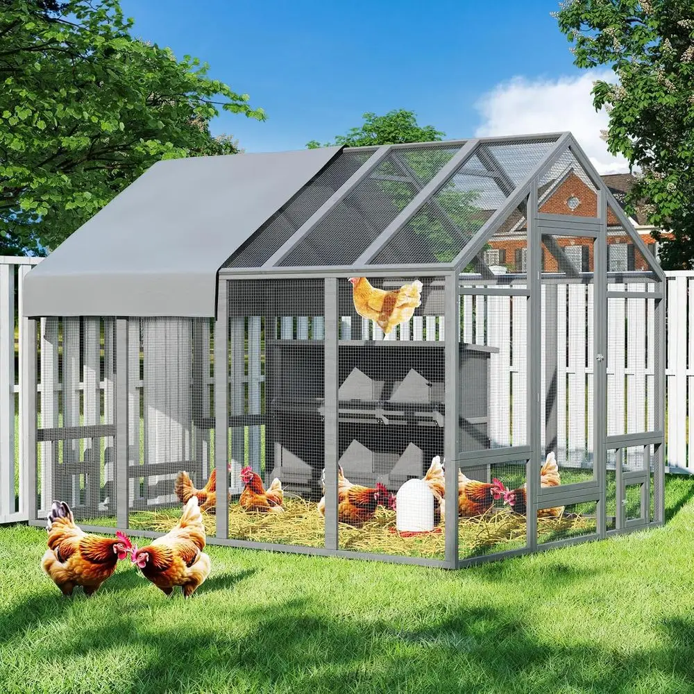Spacious Wooden Chicken Coop with Nesting Area, Outdoor Poultry Enclosure with Weatherproof Cover for Backyard Use
Spacious Wooden Chicken Coop with Nesting Area, Outdoor Poultry Enclosure with Weatherproof Cover for Backyard Use