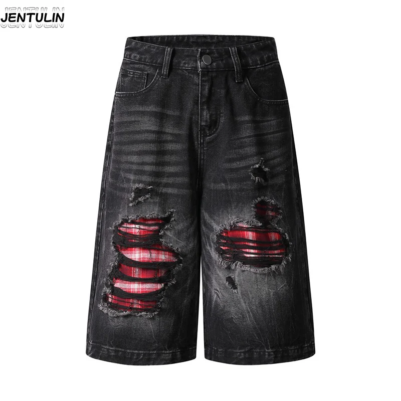 Эстетичные укороченные джинсы в красную клетку с рваными элементами в стиле High Street, ретро-джинсы с эффектом потертости, черные широкие джинсы из воловьей кожи, мужские джинсы средней длины в стиле Y2K
Эстетичные укороченные джинсы в красную клетку с рваными элементами в стиле High Street, ретро-джинсы с эффектом потертости, черные широкие джинсы из воловьей кожи, мужские джинсы средней длины в стиле Y2K