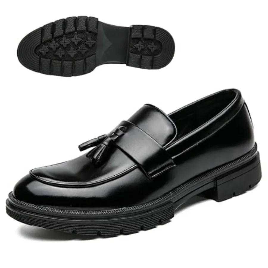Men's Fashion Tassel Platform Loafers Comfortable Wide Round Toe Slip on Lug Sole Low Block Heel Business Dress Shoes Non-Slip
Men's Fashion Tassel Platform Loafers Comfortable Wide Round Toe Slip on Lug Sole Low Block Heel Business Dress Shoes Non-Slip