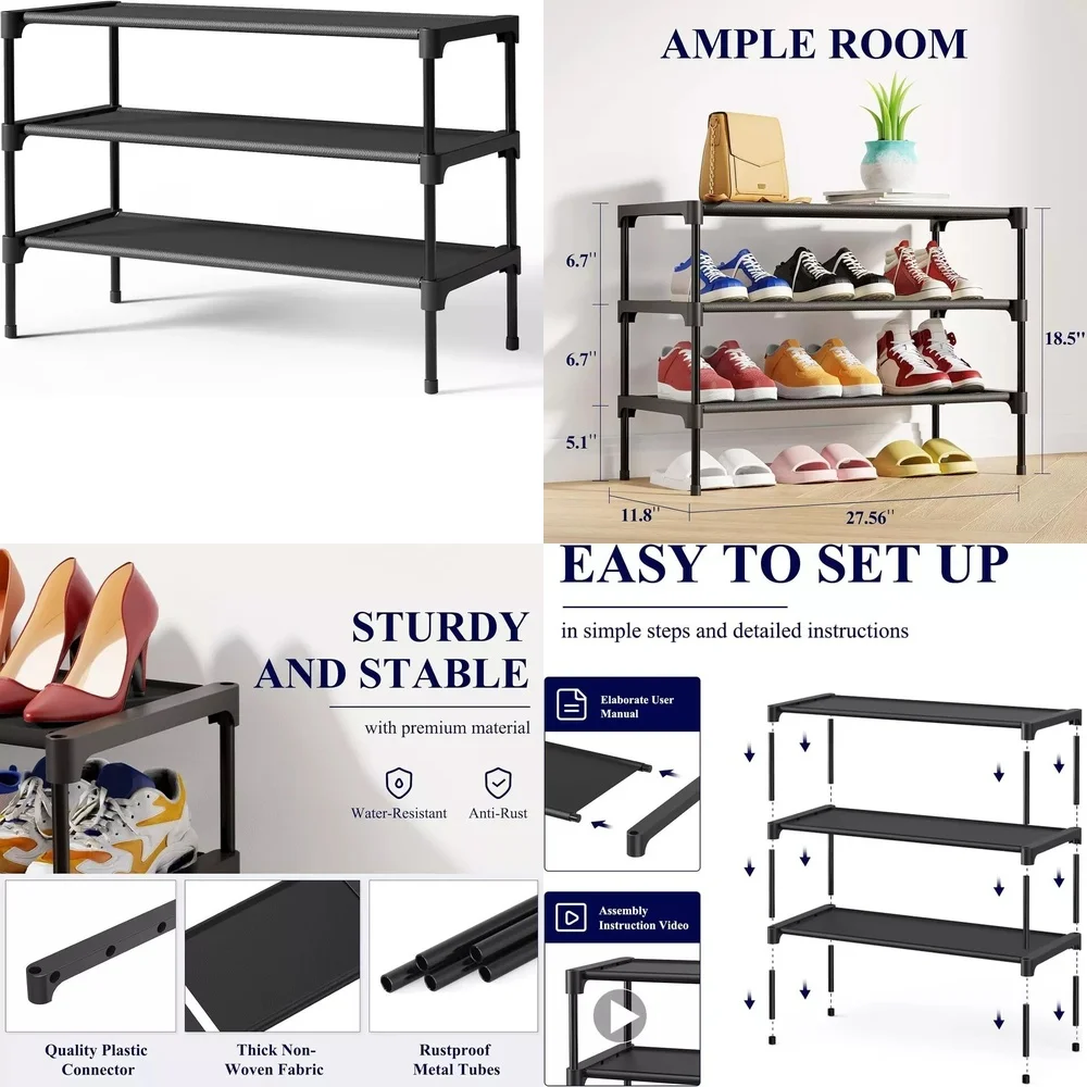 Shoe Rack Organizer for Closet Entryway Space Saving Foldable Shoe Storage Shelf Non Woven Ventilated Lightweight Easy Assembly
Shoe Rack Organizer for Closet Entryway Space Saving Foldable Shoe Storage Shelf Non Woven Ventilated Lightweight Easy Assembly