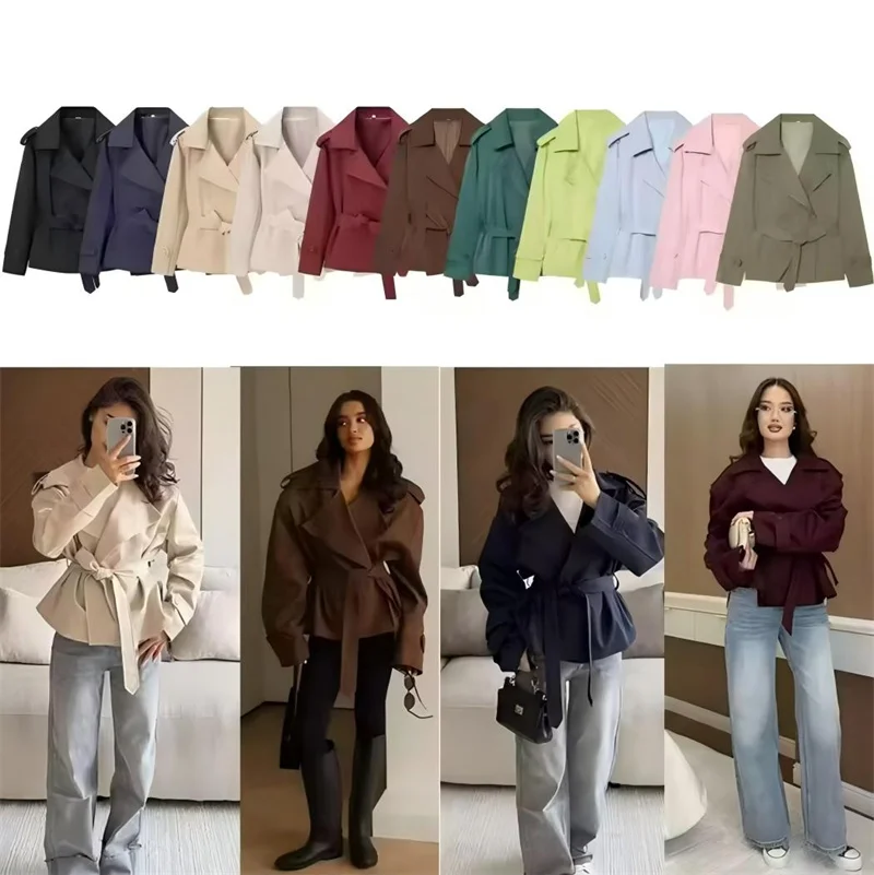 Women's Jacket 2026 New Fashion Solid Color Belted Loose Short Jacket for Women Autumn Ladies Outerwear Casaul Women Jacket
Women's Jacket 2026 New Fashion Solid Color Belted Loose Short Jacket for Women Autumn Ladies Outerwear Casaul Women Jacket