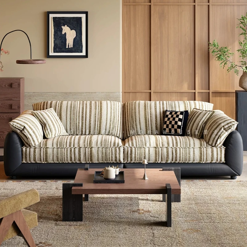 French Retro Striped Fabric & Leather Sofa Removable Washable Mid-Century Couch Living Room Straight Design Furniture
French Retro Striped Fabric & Leather Sofa Removable Washable Mid-Century Couch Living Room Straight Design Furniture