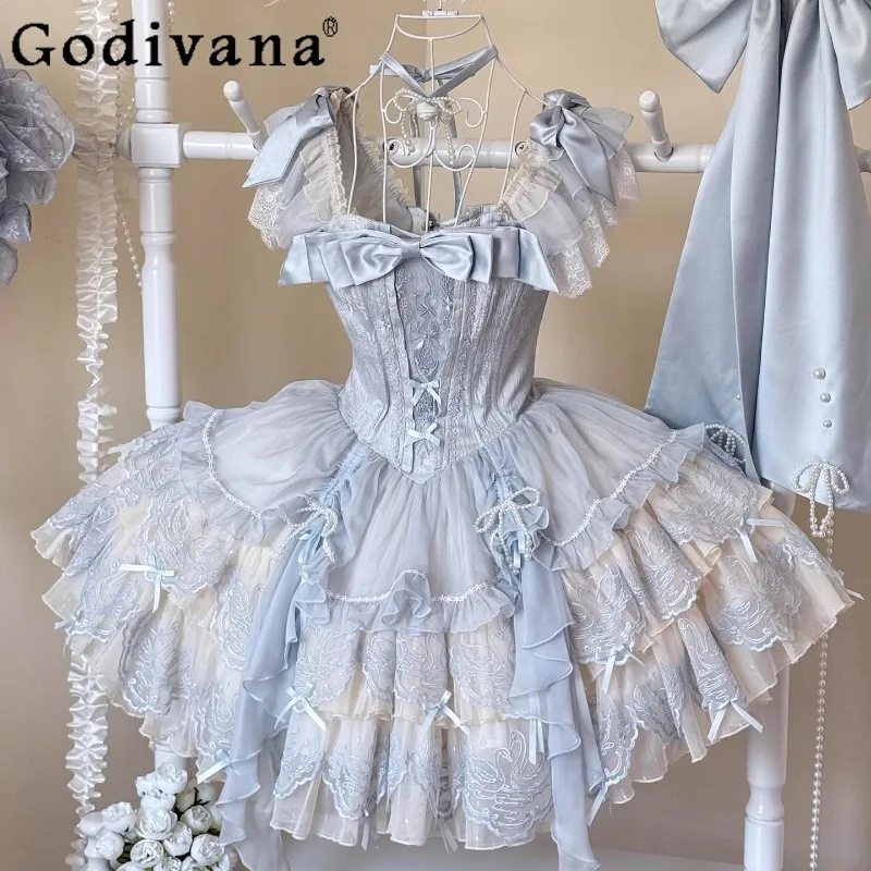 Blue Lolita JSK Ballet Style Strap Dress for Girls Bow Lolita Runaway Princess Dress Women's Japanese Style Birthday Dress
Blue Lolita JSK Ballet Style Strap Dress for Girls Bow Lolita Runaway Princess Dress Women's Japanese Style Birthday Dress