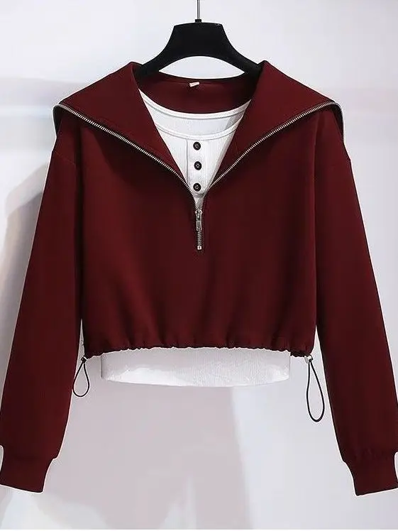 Marine Collar Half Zipper Hoodie High Waist Short Women's Inner Wear Vest Spring Autumn New Style Comfortable Breathable
Marine Collar Half Zipper Hoodie High Waist Short Women's Inner Wear Vest Spring Autumn New Style Comfortable Breathable