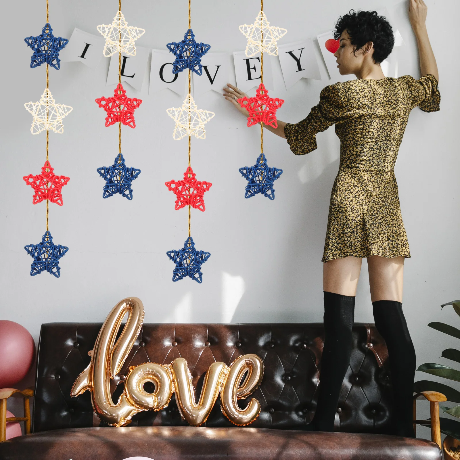 24 Pcs Rattan Star naments 6cm White Red Blue DIY Decorative Hanging Stars Patriotic Independence Day Materials Home Party
24 Pcs Rattan Star naments 6cm White Red Blue DIY Decorative Hanging Stars Patriotic Independence Day Materials Home Party