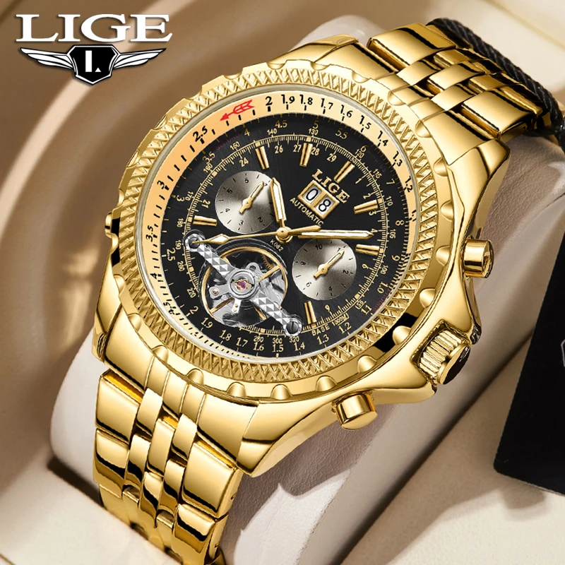 Мужские механические часы LIGE: роскошные золотые автоматические наручные часы, спортивные водонепроницаемые светящиеся стальные часы, подарок для мужчин, Reloj
Мужские механические часы LIGE: роскошные золотые автоматические наручные часы, спортивные водонепроницаемые светящиеся стальные часы, подарок для мужчин, Reloj
