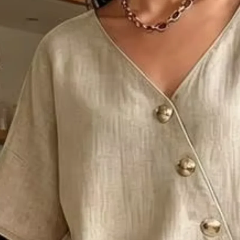 Relaxed Fit Two-piece Outfit V Neck Fashionable Short Sleeve Top And Drawstring Long Pants Summer Lounge Sets
Relaxed Fit Two-piece Outfit V Neck Fashionable Short Sleeve Top And Drawstring Long Pants Summer Lounge Sets