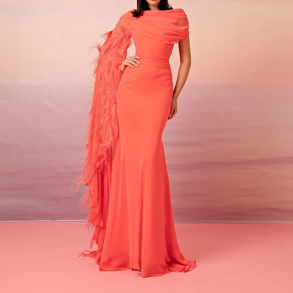 Customized Delicate Chiffon Mermaid Feathers and Crystal Evening Dress O-neck Floor Length Long Sleeves Panel Train Zipper Back
Customized Delicate Chiffon Mermaid Feathers and Crystal Evening Dress O-neck Floor Length Long Sleeves Panel Train Zipper Back