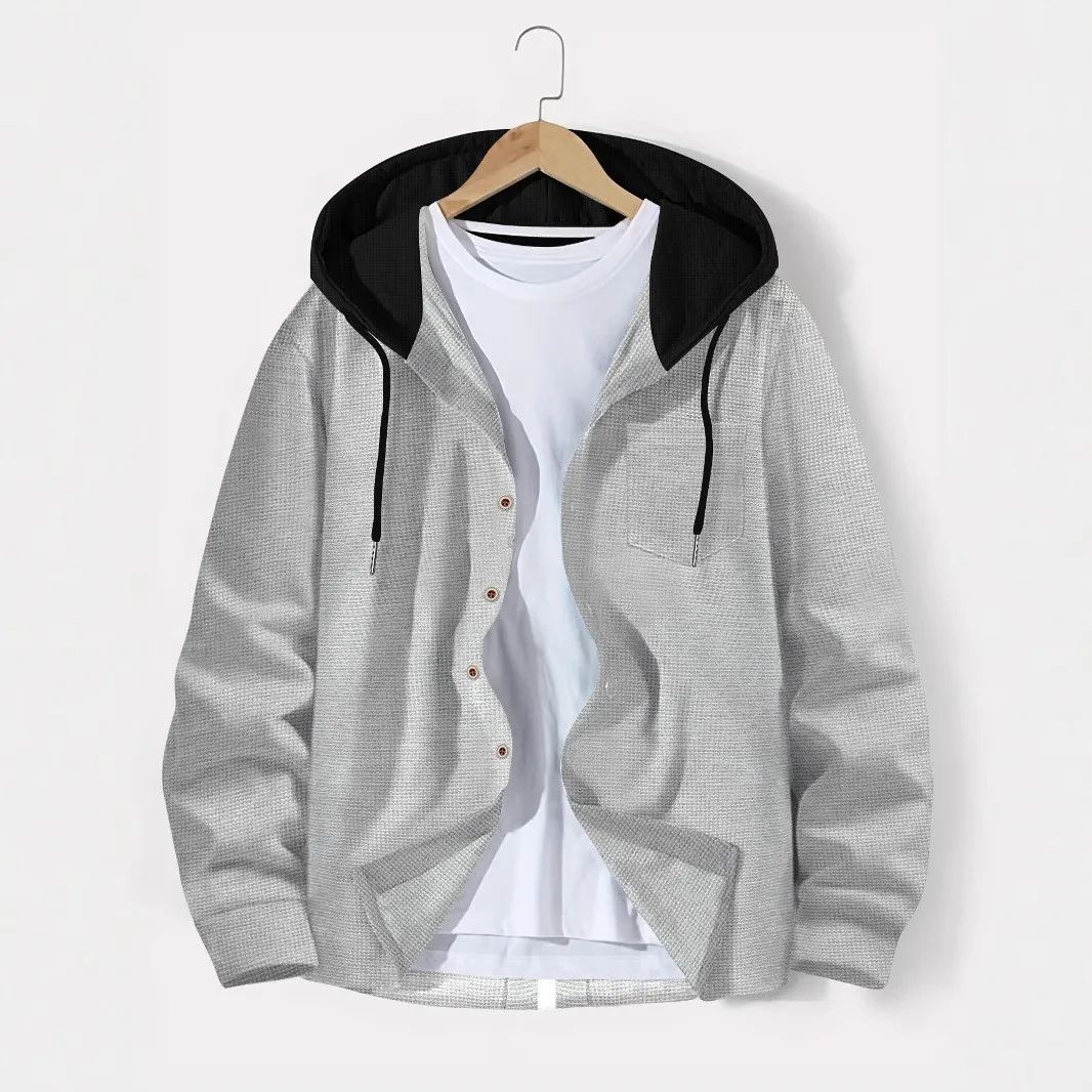 New spring and fall casual men's Waffle Glade hooded shirt pocket button cardigan long-sleeved coat
New spring and fall casual men's Waffle Glade hooded shirt pocket button cardigan long-sleeved coat