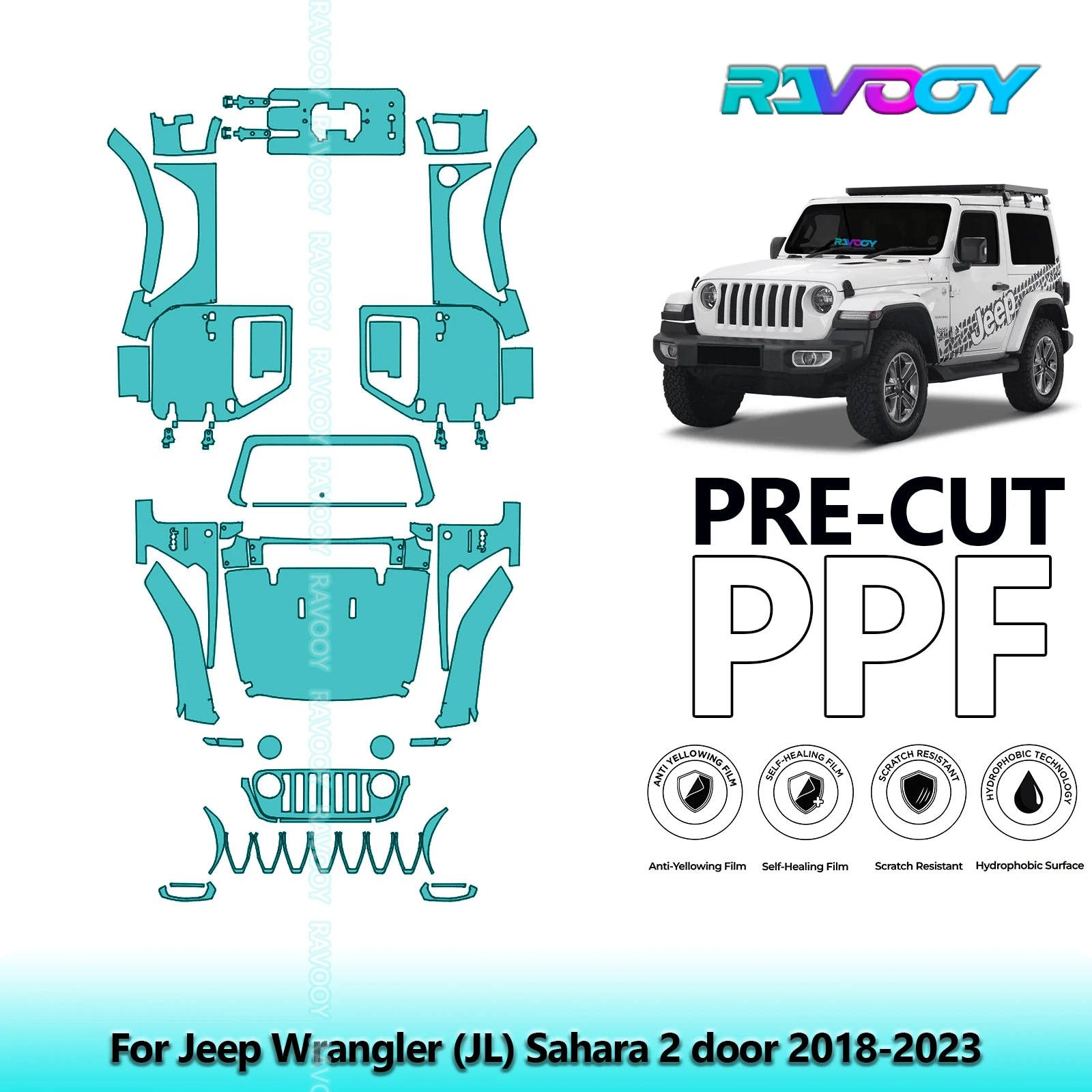 8.5Mil Precut PPF Paint Protection Film Full Vehicle For Jeep Wrangler (JL) Sahara 2 door 2018-2023Clear Bra
8.5Mil Precut PPF Paint Protection Film Full Vehicle For Jeep Wrangler (JL) Sahara 2 door 2018-2023Clear Bra