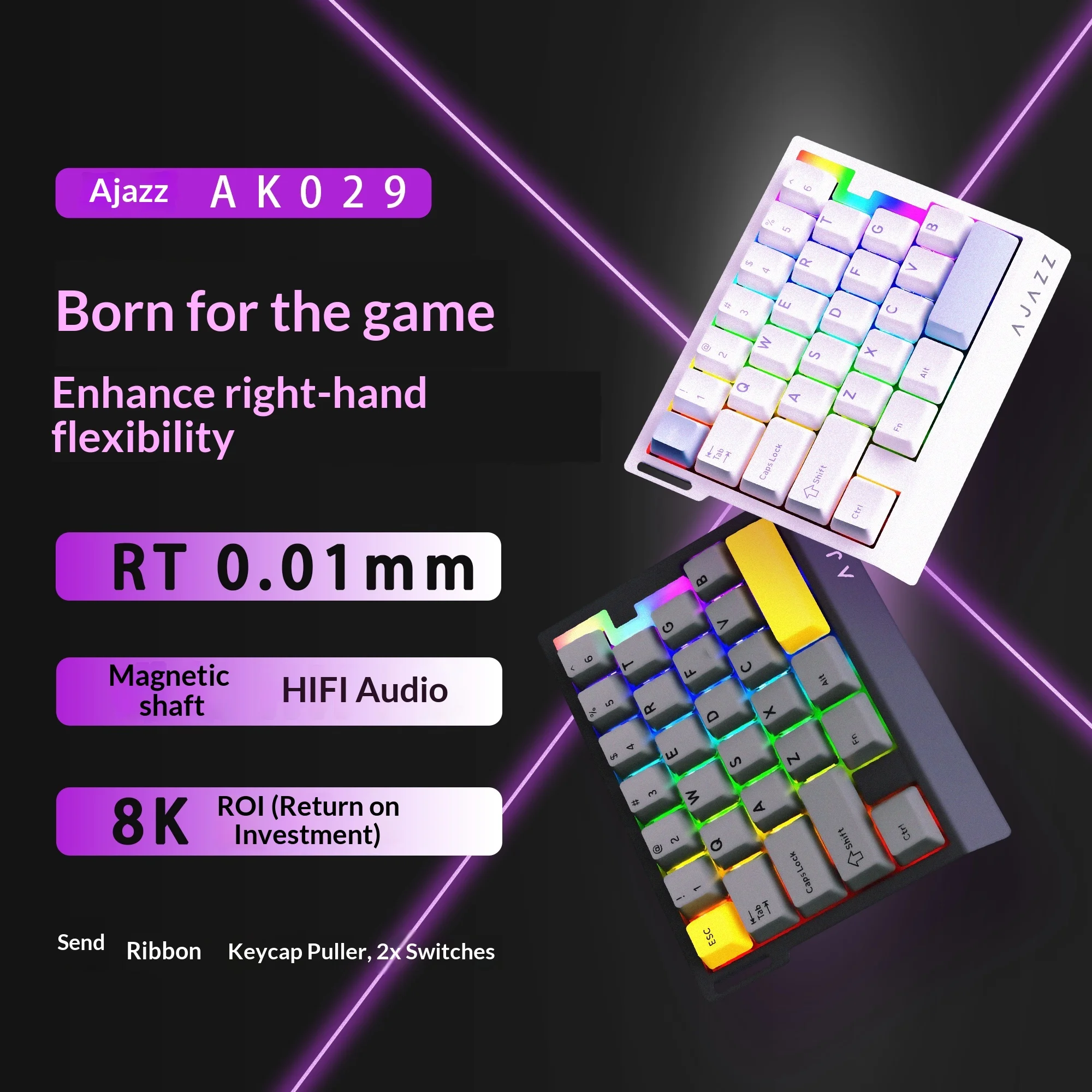 Механическая клавиатура Ajazz Ak029 с магнитными переключателями, RGB-подсветкой, для одной руки, 001Rt Socd, частота опроса 8K, для киберспорта и игр, левосторонняя клавиатура
Механическая клавиатура Ajazz Ak029 с магнитными переключателями, RGB-подсветкой, для одной руки, 001Rt Socd, частота опроса 8K, для киберспорта и игр, левосторонняя клавиатура