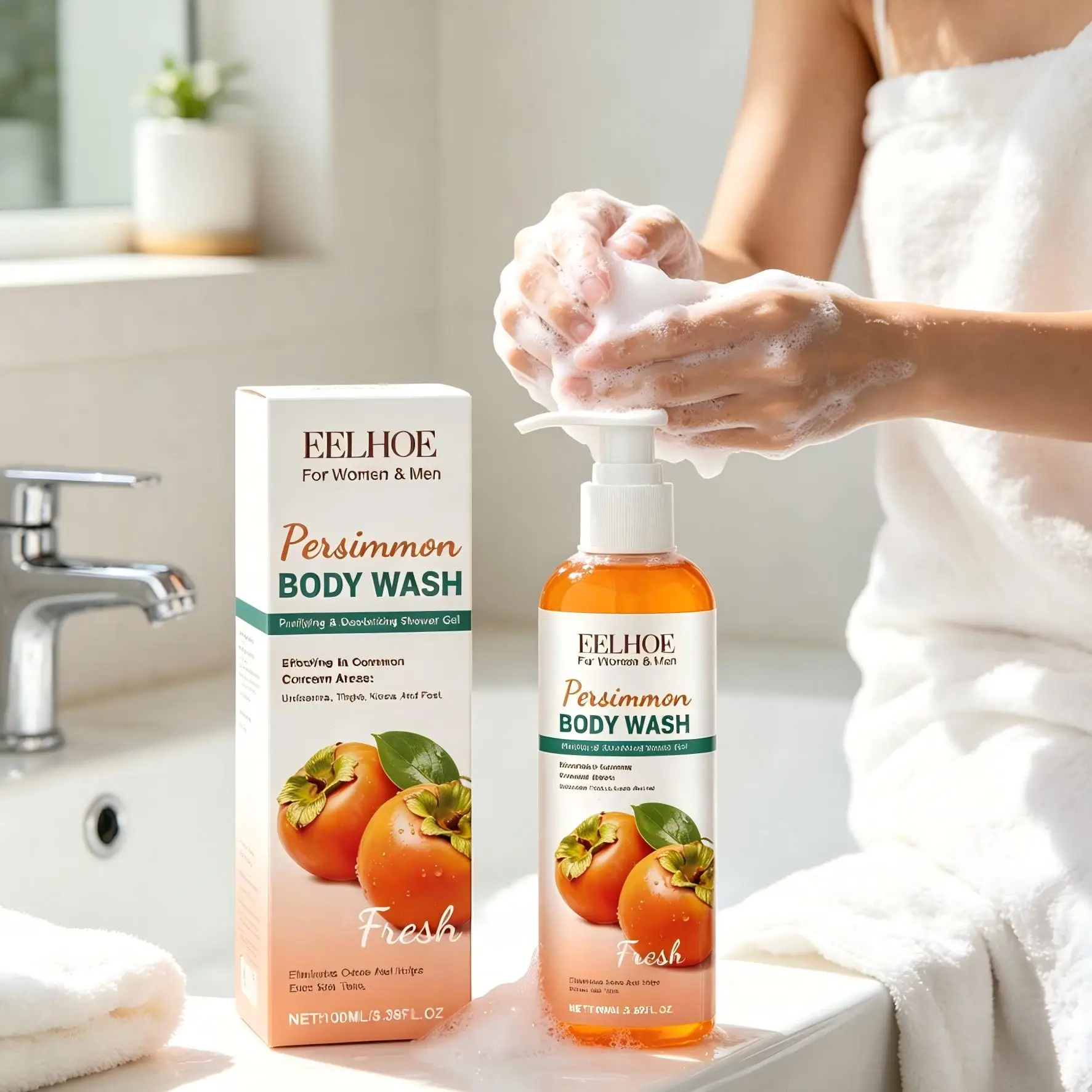 EELHOE Persimmon Body Wash Dirt Remover Refresh Smooth Body Cleaning Improve Skin Texture Deodorant Shower Gel with Persimmon
EELHOE Persimmon Body Wash Dirt Remover Refresh Smooth Body Cleaning Improve Skin Texture Deodorant Shower Gel with Persimmon