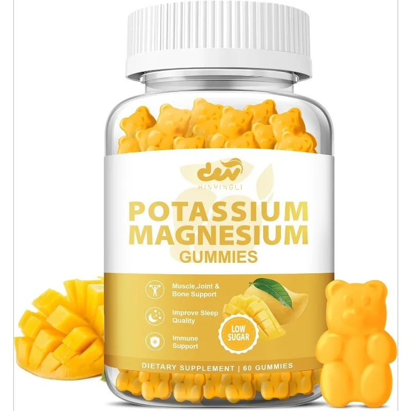 Potassium magnesium gummies, support leg spasms and muscle and heart health, magnesium potassium compound supplements, 60 pills
Potassium magnesium gummies, support leg spasms and muscle and heart health, magnesium potassium compound supplements, 60 pills