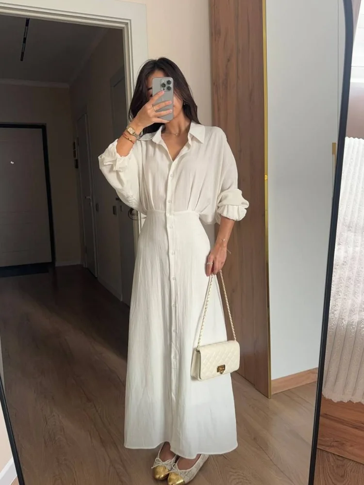 Women Long Sleeve Shirt Dress Button Down Waist Cinched Laprel Solid Linen Maxi Dresses Casual Elegant Summer Office Outfits
Women Long Sleeve Shirt Dress Button Down Waist Cinched Laprel Solid Linen Maxi Dresses Casual Elegant Summer Office Outfits