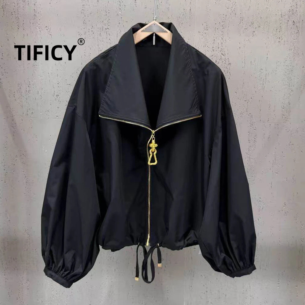 High Street Jacket Women's Stand Up Collar Long Sleeved Metal Heavy Industry Zipper Buckle Loose Lazy Style Casual Thin Coat
High Street Jacket Women's Stand Up Collar Long Sleeved Metal Heavy Industry Zipper Buckle Loose Lazy Style Casual Thin Coat