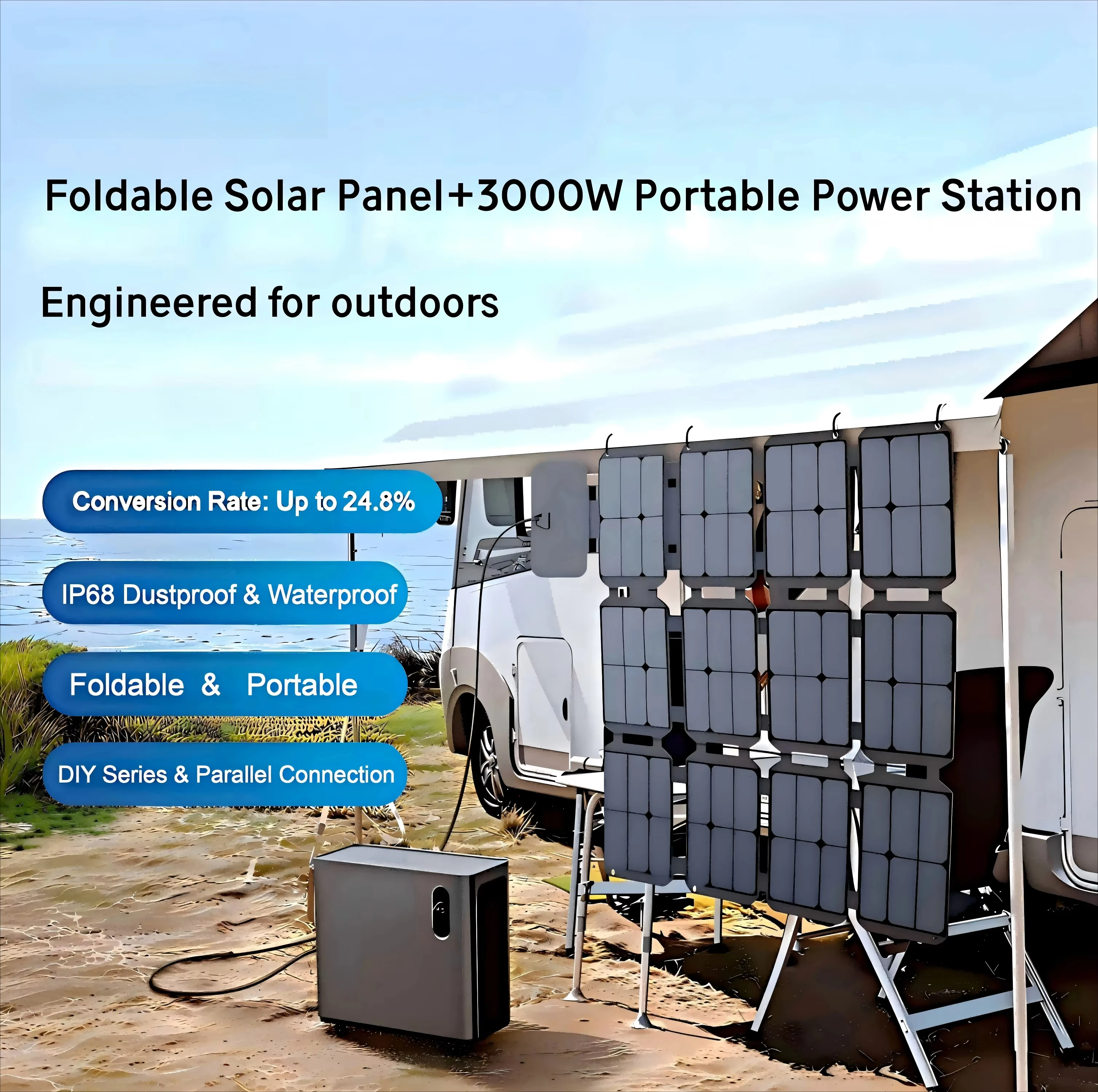 Foldable 200W Portable Solar Panel +3000W 3072Wh LiFePO4 Stackable Power Station Monocrystalline Silicon Outdoor
Foldable 200W Portable Solar Panel +3000W 3072Wh LiFePO4 Stackable Power Station Monocrystalline Silicon Outdoor