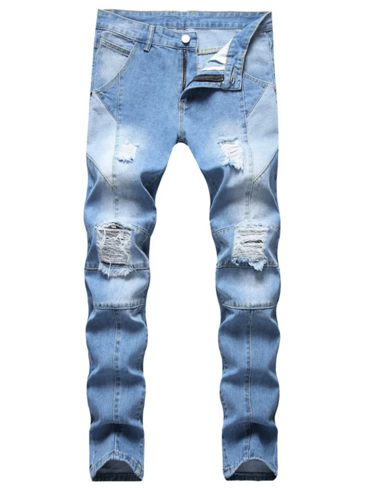 Men's Trendy Style Distressed Straight Leg Jeans Striped Long Pants Street Fashion Casual Denim Trouser
Men's Trendy Style Distressed Straight Leg Jeans Striped Long Pants Street Fashion Casual Denim Trouser