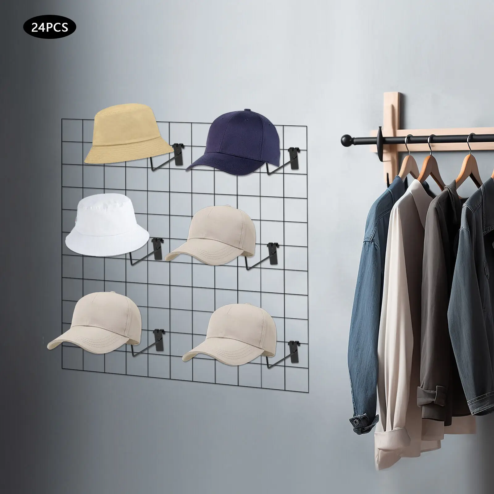 24 Hat Rack Organizer Baseball Holder Deep Storage Pockets Door Wall Caps Stand Silvery/Black
24 Hat Rack Organizer Baseball Holder Deep Storage Pockets Door Wall Caps Stand Silvery/Black