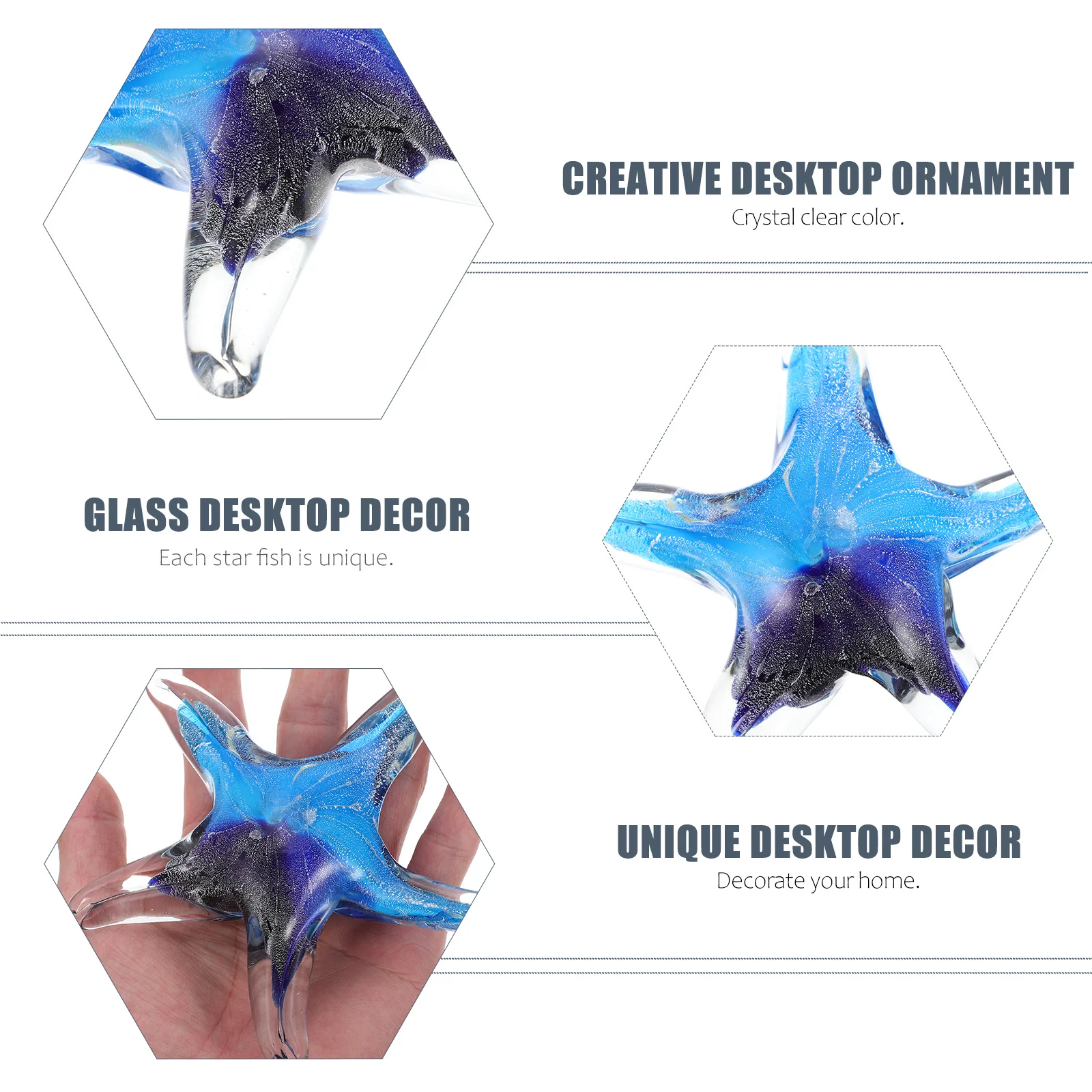 Creative Colorful Glass Sea Star Decor Unique Indoor Desktop Ornament Exquisite Star Fish Shaped Glass Adornment 
Creative Colorful Glass Sea Star Decor Unique Indoor Desktop Ornament Exquisite Star Fish Shaped Glass Adornment