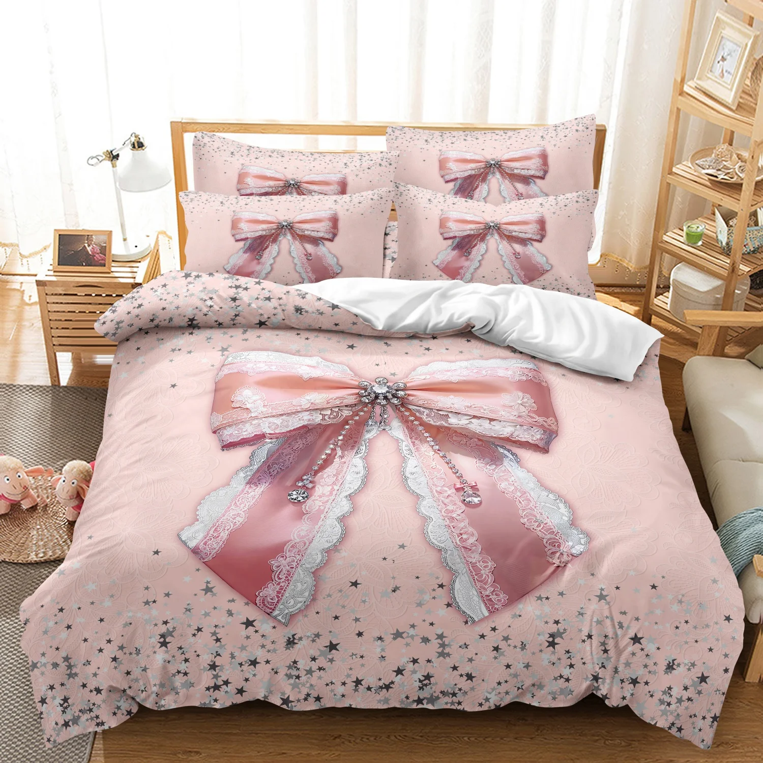 Sweet Pink Ribbon Bow Duvet Cover Set, Luxury Bow Themed Bedding, For Family Bedrooms Dormitories Hotels,
Sweet Pink Ribbon Bow Duvet Cover Set, Luxury Bow Themed Bedding, For Family Bedrooms Dormitories Hotels,
