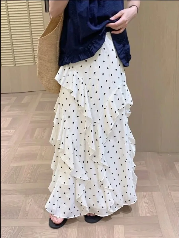 plus Size Polka Dot Asymmetrical A-Line Long Skirt Women's Lace Hem Layered Slimming Half Skirt Summer Gentle Wind Skirt
plus Size Polka Dot Asymmetrical A-Line Long Skirt Women's Lace Hem Layered Slimming Half Skirt Summer Gentle Wind Skirt