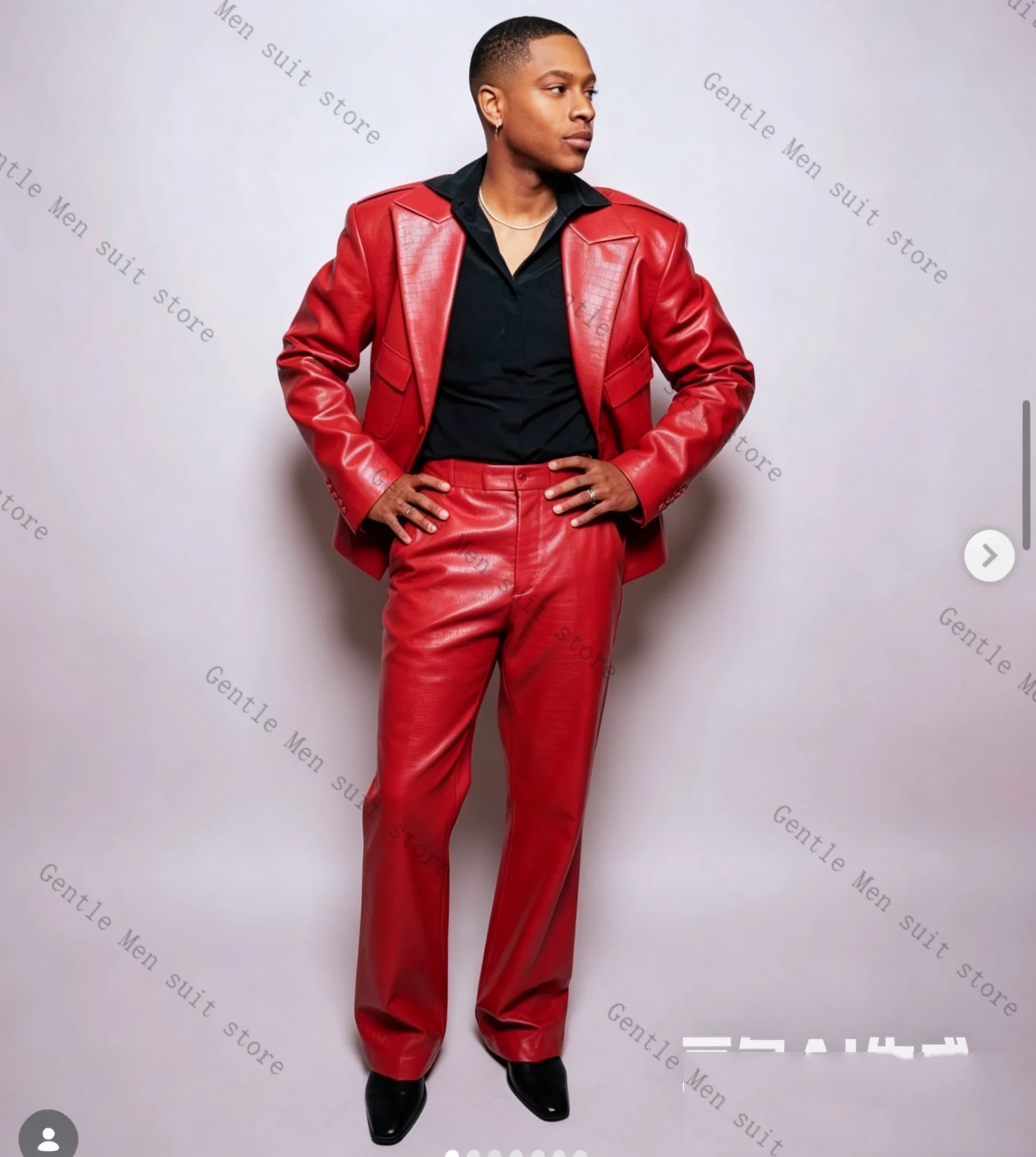 Red Leather Men Suit Set 2 Pcs Blazer+Pants Trousers Wedding Tuxedos Formal Office Business Jacket Coat Customized
Red Leather Men Suit Set 2 Pcs Blazer+Pants Trousers Wedding Tuxedos Formal Office Business Jacket Coat Customized