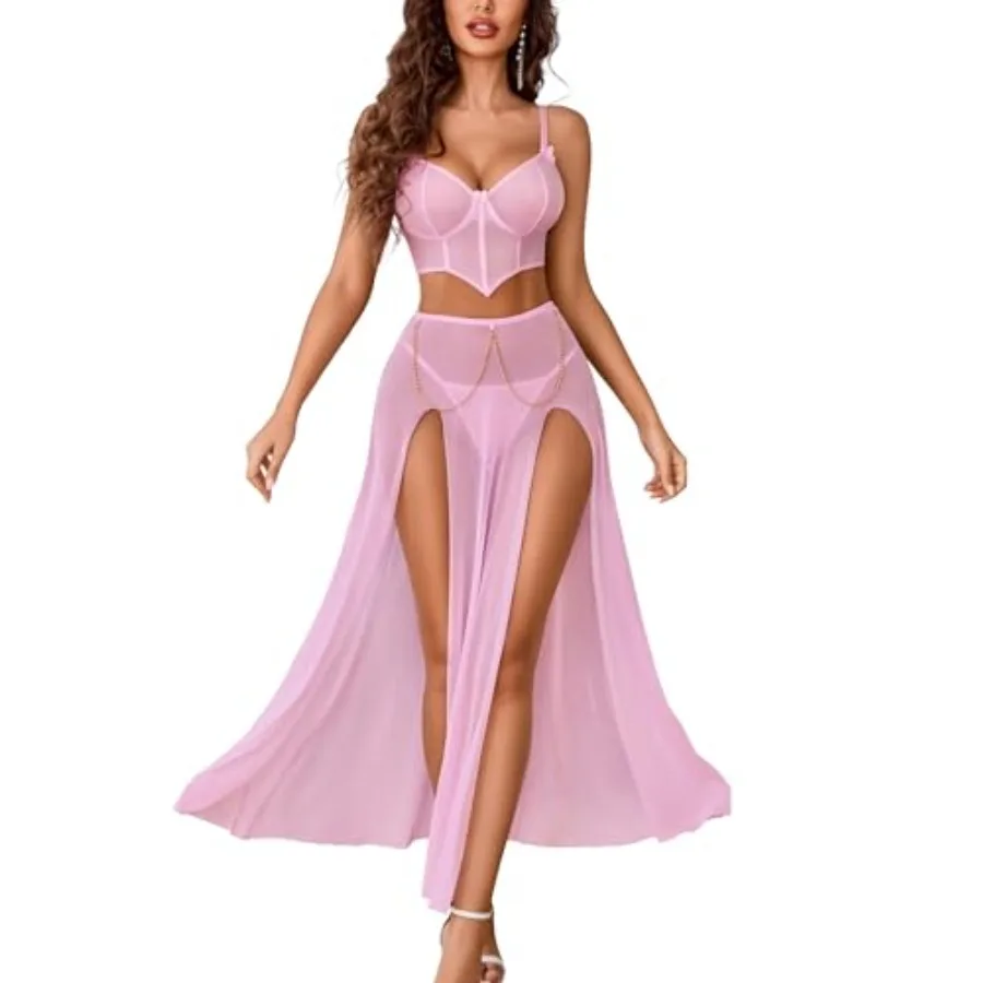 Avidlove Women Lingerie Babydoll Chemise 3 Pcs Set Mesh Side Split Nightgown
Avidlove Women Lingerie Babydoll Chemise 3 Pcs Set Mesh Side Split Nightgown