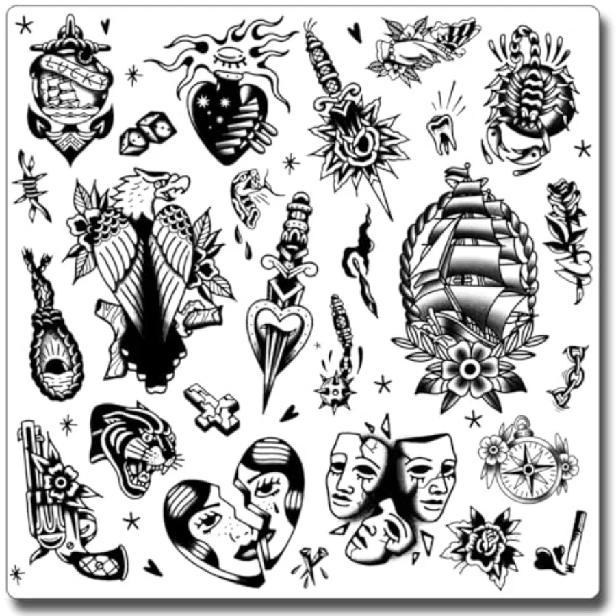 Black Old School Temporary Tattoos For Men Women - 9 Sheets Vintage American Fake Tattoos for Classic Tattoo Lovers/Realistic/L
Black Old School Temporary Tattoos For Men Women - 9 Sheets Vintage American Fake Tattoos for Classic Tattoo Lovers/Realistic/L