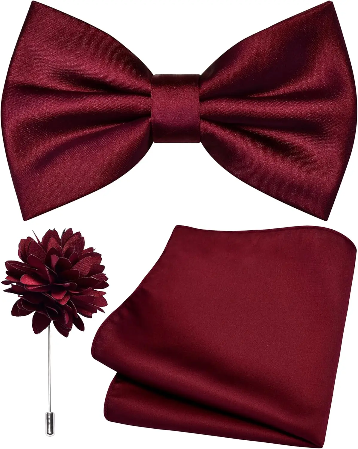 Solid Color Pre-tied Bow Tie and Pocket Square Lapel Pin Set for Men
Solid Color Pre-tied Bow Tie and Pocket Square Lapel Pin Set for Men