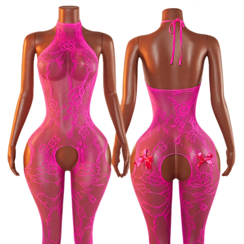 Sexy One-piece Women's Rose Bow Hollow Out Crotchless Lace Bodysuit Semi Transparent Lingerie Plus Size Bodystocking Clothing
Sexy One-piece Women's Rose Bow Hollow Out Crotchless Lace Bodysuit Semi Transparent Lingerie Plus Size Bodystocking Clothing