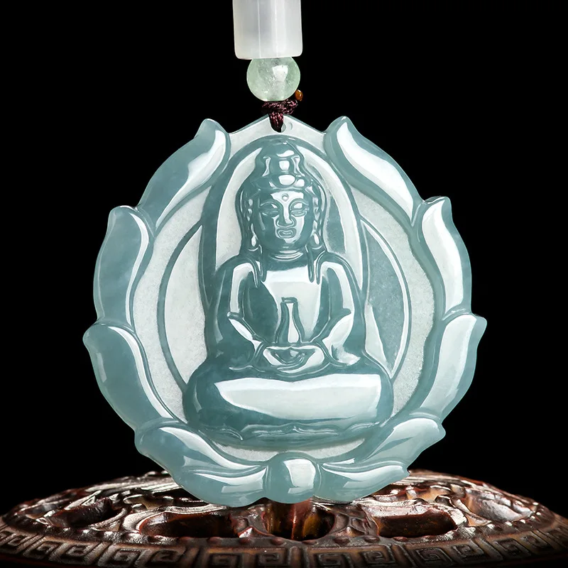 Authentic Natural A-grade Jadeite Blue Water Lotus Clear Bottle Guanyin Pendant Ice Jade Men's Women's Charms Jewelry Drop Ship
Authentic Natural A-grade Jadeite Blue Water Lotus Clear Bottle Guanyin Pendant Ice Jade Men's Women's Charms Jewelry Drop Ship